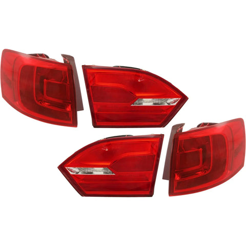 Tail Light LH and RH Inner Outer For Volkswagen 2011-18 Jetta 13-14 Hybrid Sedan