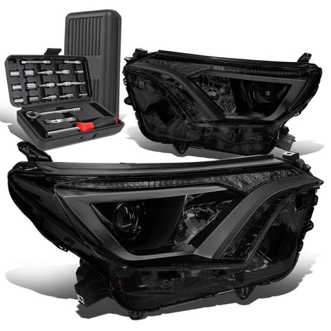 2016-2018 Toyota RAV4 Pair Smoked Clear Signal Projector Headlight+Tool Box