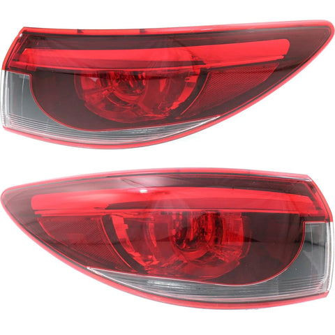 Tail Light Set For 2016-2017 Mazda 6 Left and Right Outer Red/Smoked LED