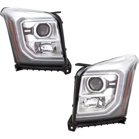Headlight Set For 2017-2020 GMC Yukon Left and Right 17-20 GMC Yukon XL Halogen