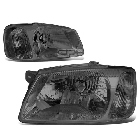 2000-2002 Accent Pair Smoked Housing Clear Corner Bumper Headlight/Lamp Set