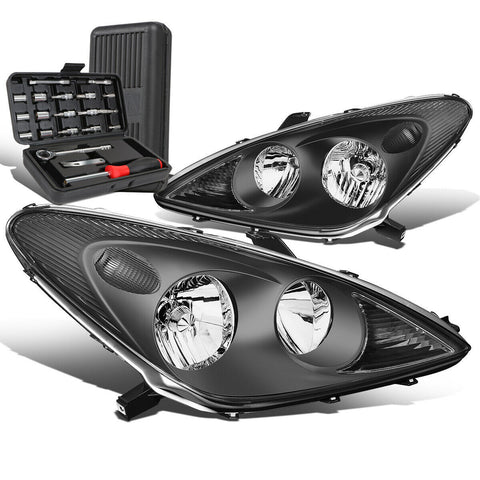 2002-2003 Lexus ES300 2004 ES330 Pair Black/Clear Side Headlights+Too