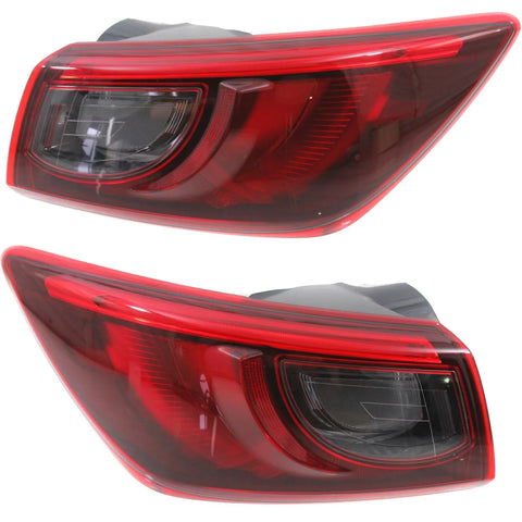 Tail Light Set For 2016-2018 Mazda CX-3 Left and Right Outer Clear/Red LED