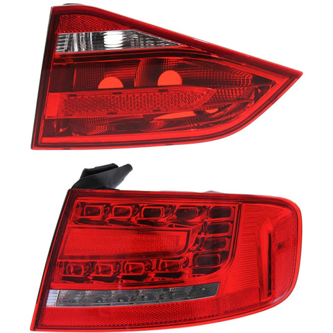 Tail Light Set For 2009-2012 Audi A4 A4 Quattro LH RH Inner Outer Clear/Red/LED