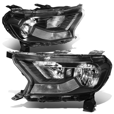 19-21 d Ranger XL XLT Factory Style Headlights Head Lamps Black/ Clear