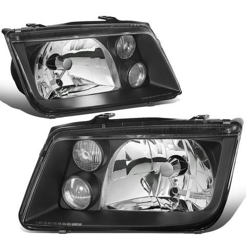 1999-2005 VW Jetta Mk4 Pair Black Housing Clear Lens Headlight w/Fog Lamp
