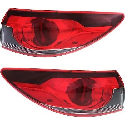 Halogen Tail Light Set For 2014-17 Mazda 6 Sedan Outer Clr/Rd w/Bulbs 2Pcs CAPA
