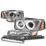 CHROME DUAL HALO PROJECTOR HEAD+BUMPER+FO