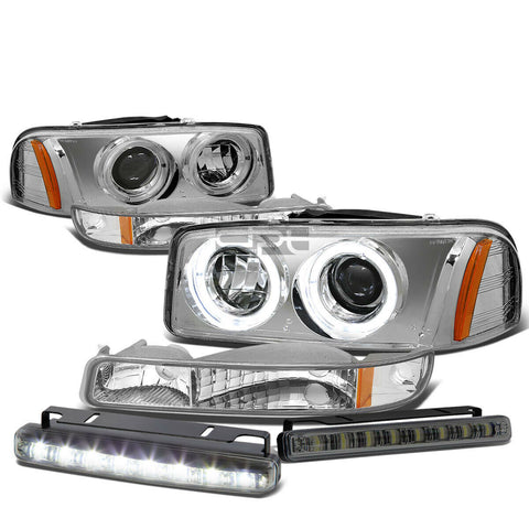 CHROME DUAL HALO PROJECTOR HEAD+BUMPER+FO