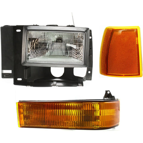 Headlights Driving Head lights Headlamps Set of 3 Driver Left Side for Bronco