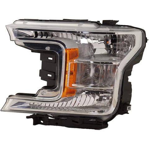 Headlight For 2018-2020 Ford F-150 Driver Side Halogen Chrome Interior Crew Cab