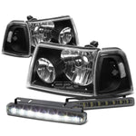 BLACK HOUSING HEAD+CLEAR CORNER+SMOKED LED FOG LIGHT KIT  01-11 D RANGER