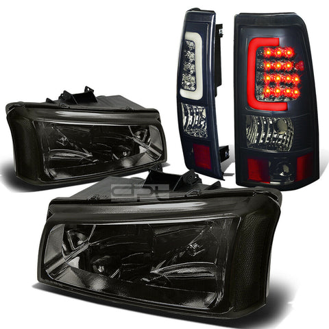 03-07 SILVERADO SMOKED+CLEAR CORNER HEADLIGHT+3D LED BRAKE/TAIL LIGHT/LAMP