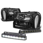 BLACK HOUSING HEAD+CLEAR CORNER+SMOKED LED FOG LIGHT KIT  02-09 TRAIL BLAZER