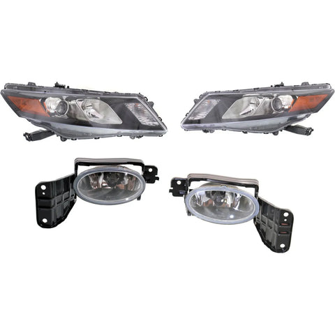 Headlight Kit For 2010 Honda Accord Crosstour Left and Right 4Pc