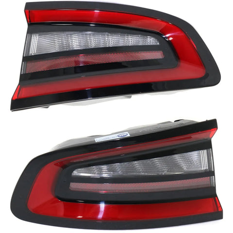 Halogen Tail Light Set For 2015-2017 Dodge Charger Outer Clear & Red Lens 2Pcs