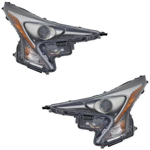 Headlight Set For 2016-2018 Toyota Prius Driver Passenger With bulbs LED