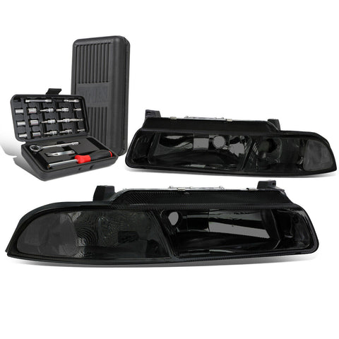 1995-2000 Cirrus Dodge Stratus Smoked/Clear Side Headlight Lamps+Tool Box