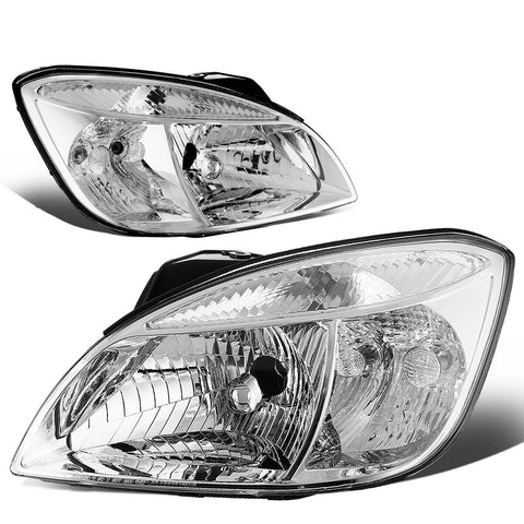 06-08 Kia Rio 5 Pair Chrome Housing Clear Side Front Driving Headlight Lamps