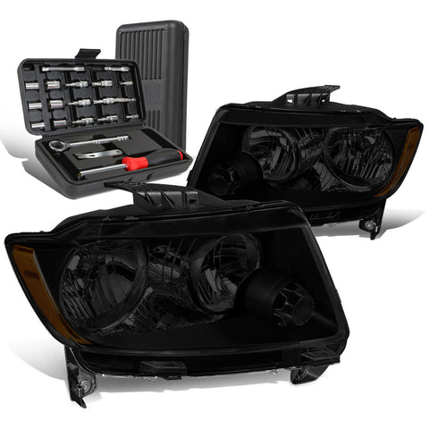 2011-2013 Grand Cherokee Pair Tinted/Amber Signal Headlight Lamps+Tool Box