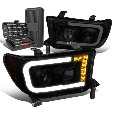 2007-2017 Tundra LED Turn Signal Tinted/Amber Projector Headlights+Too
