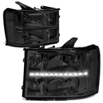 07-14 GMC Sierra 1500 2500 3500 Custom LED DRL Headlight Lamps Smoked/Clear
