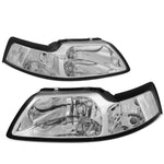 1999-2004 d Mustang Pair Chrome Housing Clear Corner Headlight/Lamp Set