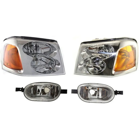 Headlight Kit For 2002-2009 GMC Envoy 2002-2006 Envoy XL Left and Right 4pc