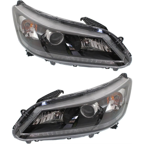 Headlight Set For 2013-2015 Honda Accord Sedan Left and Right With Bulb CAPA 2Pc