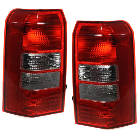 Halogen Tail Light Set For 2008-2017 Jeep Patriot Clear/Red Lens w/ Bulbs 2Pcs