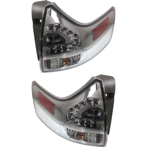 Halogen Tail Light Set For 2011-2017 Toyota Sienna Outer Clear/Red w/ Bulbs 2Pcs