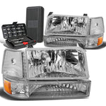 1992-1996 d F150/F250/F350 Headlight Bumper Lamps+Tool Box Chrome Amber