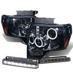 SMOKED DUAL HALO PROJECTOR LED HEAD+BUMPER+FO