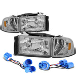 94-02 DDOGE RAM/SPORT CHROME HOUSING CLEAR LENS HEADLIGHT+AMBE