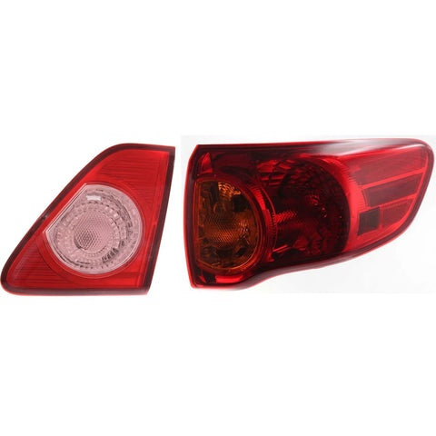 Tail Light Set For 2009-2010 Toyota Corolla Left Right Amber Clear Red Halogen
