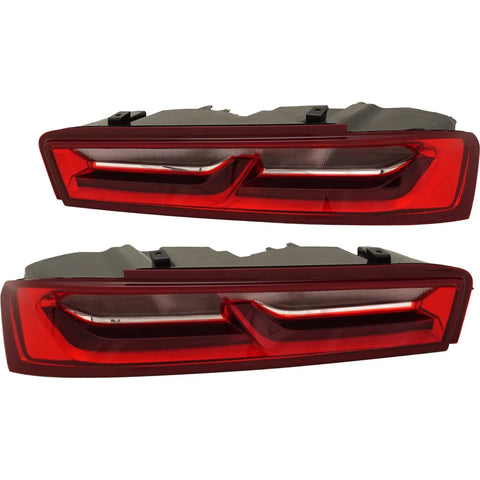 Tail Light Set For 2016-2018 Chevrolet Camaro LH RH Clear/Red Halogen/LED CAPA