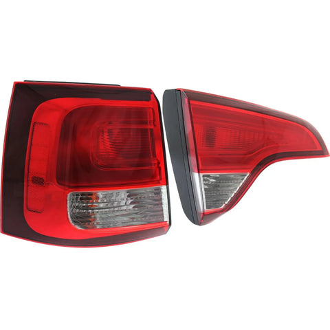 Tail Light Set For 2014-2015 Kia Sorento Left Inner and Outer Clear/Red Halogen