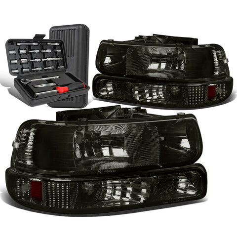 1999-2002 Chevy Silverado Smoked/Amber Side Headlight Bumper Lamps+Tool Box