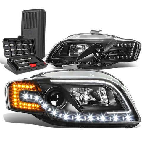 2005-2008 Audi A4 S4 Quattro LED DRL Bar Projector Headlights+Too