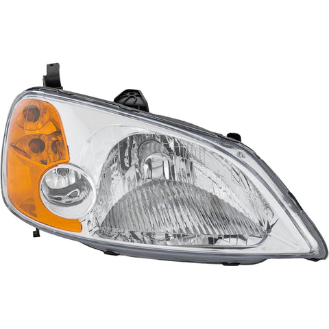Halogen Headlight For 2001-2003 Honda Civic Sedan Models Right w/ Bulb