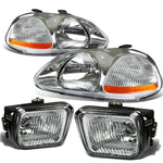 CHROME HOUSING HEAD LIGHT AMBER SIDE MARKER+CLEAR LENS FOG LAMP  96-98 CIVIC