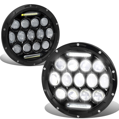 07-18 Jeep Wrangler JK LED DRL Projector Headlights Head Lamps Black Housing