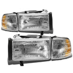 1994-2002 Dodge Ram 1500 2500 3500 Pair Headlight + Corner Headlamp Chrome