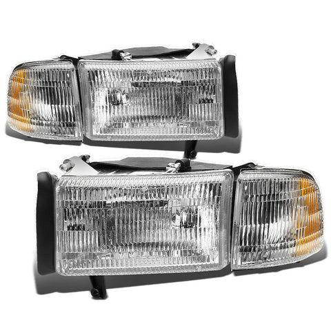 1994-2002 Dodge Ram 1500 2500 3500 Pair Headlight + Corner Headlamp Chrome
