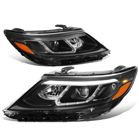 2014-2015 Sorento EX SX LED DRL Light Bar Black Amber Projector Headlights