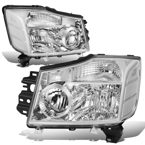 05-07 Nissan Armada/-15 Titan Factory Style Headlight Head Lamp Chrome Clear