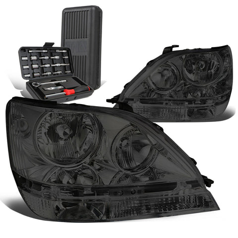1999-2003 LEXUS RX300 Pair Smoked/Clear Side Headlight Head Lamps+Tool Box