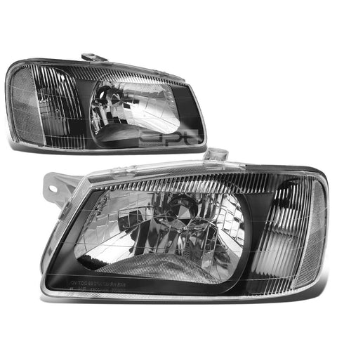 2000-2002 Accent Pair Black Housing Clear Corner Bumper Headlight/Lamp Set