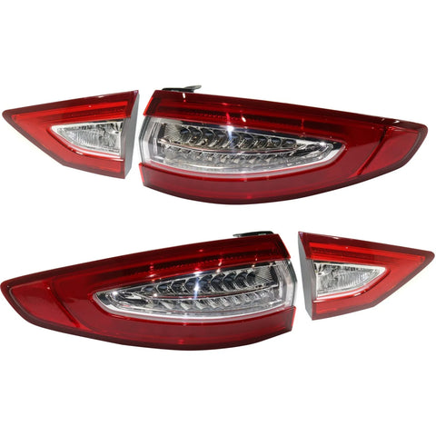 Tail Light For 2013-2016 Ford Fusion Driver and Passenger Side Inner and Outer