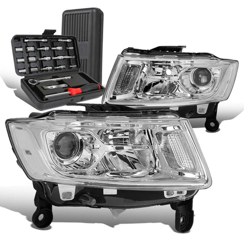 2014-2016 Grand Cherokee Chrome/Clear Signal Projector Headlights+Too